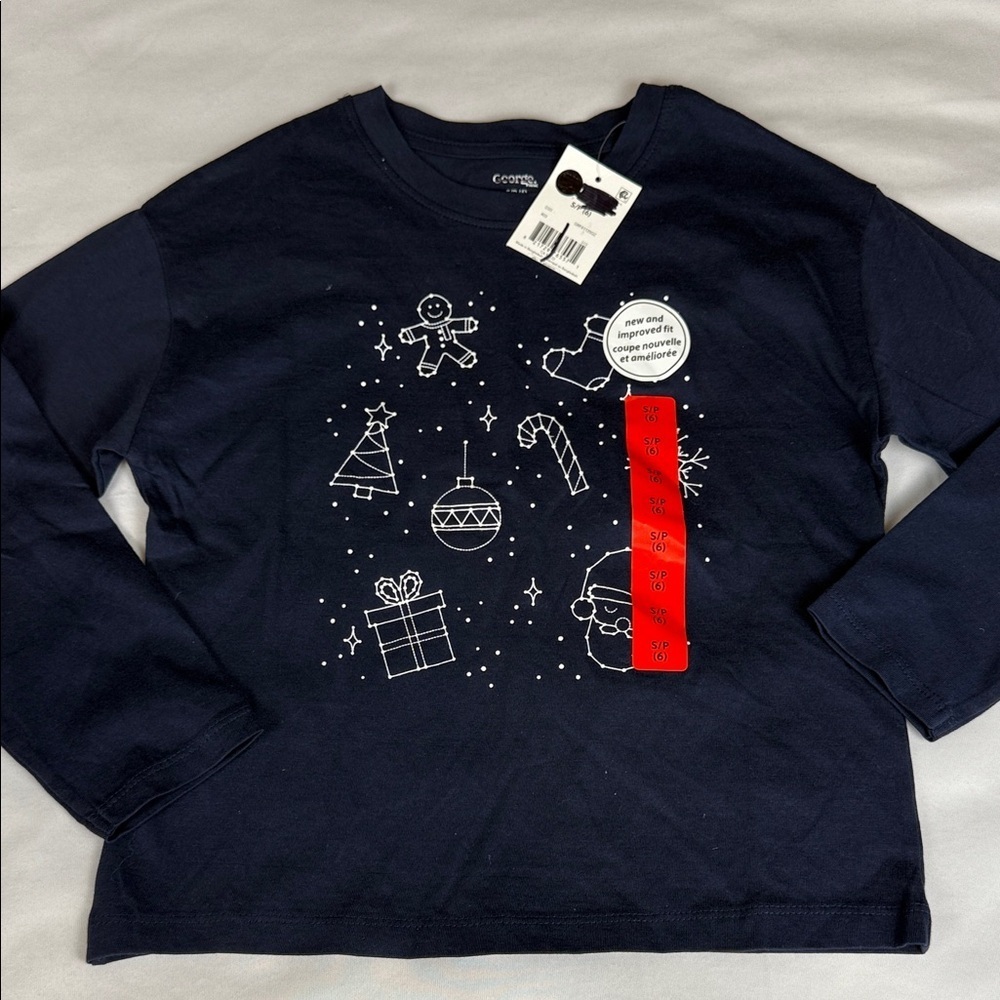 George Blue Long Sleeve Holiday Graphic Tee Kids Size 6